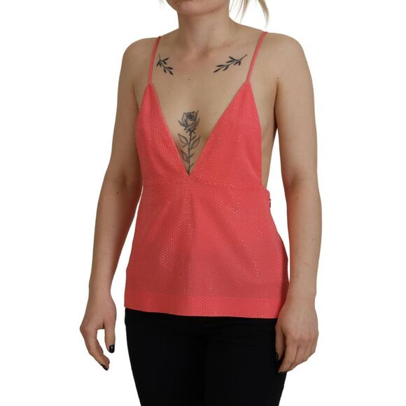 Dsquared² Pink Sleeveless Spaghetti Strap Cami V-neck Women's Top (Pre-Owned) - Picture 2 of 5